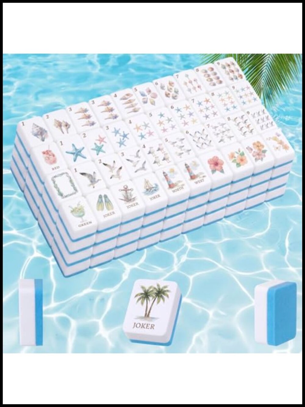 Floating Mahjong Set for Pool 160 Pcs PLA Waterproof American Mahjong Game